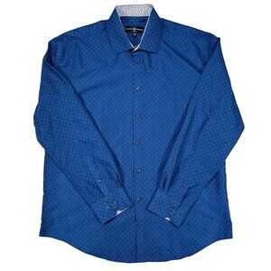 Society of Threads Slim L 16-16 1/2 Men Shirt Floral Contrast Cuff Office Busine